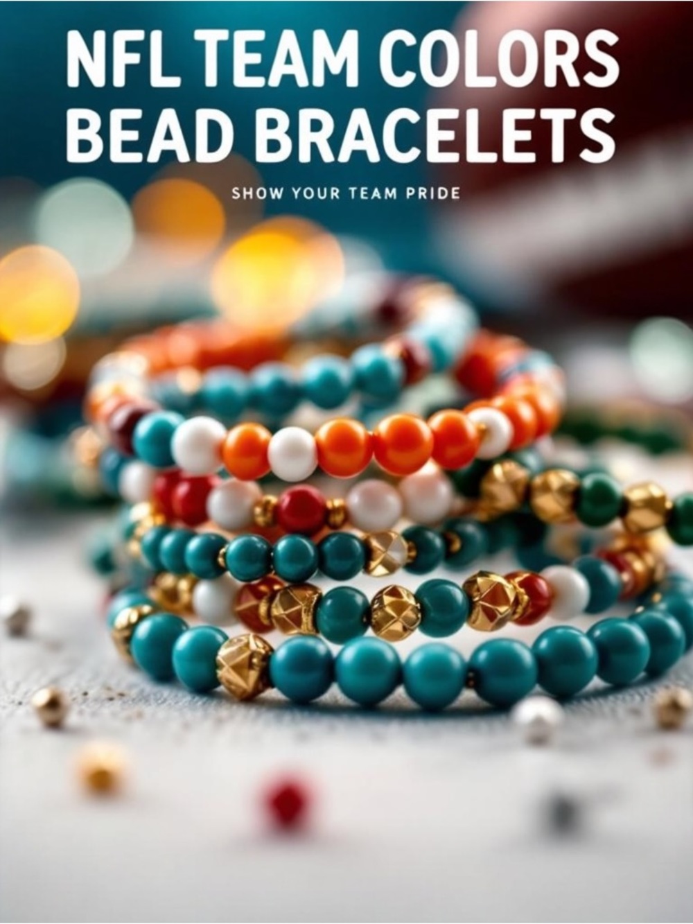 🏈 NFL Team Colors Bracelets (5in. — 8in. ~ Made-to-Order) ~ CHOOSE YOUR TEAM